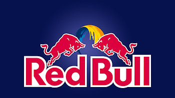 Red Bull logo, Blue background, , Distinctive design HD wallpaper