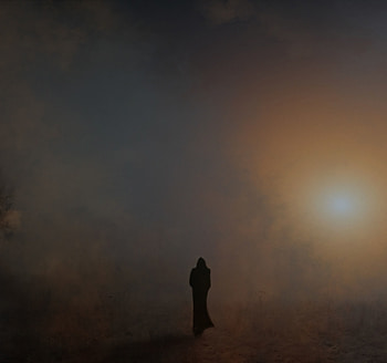 Art, Silhouette, Fog, Gloomy, Wanderer, Mantle HD wallpaper