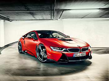 Bmw i8, red luxurious car, front HD wallpaper