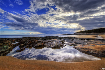 Nature, Sea, Clouds, Beach, Shore, Bank, Forest HD wallpaper