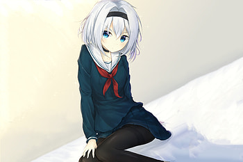 White hair, ginko sora, anime girl HD wallpaper
