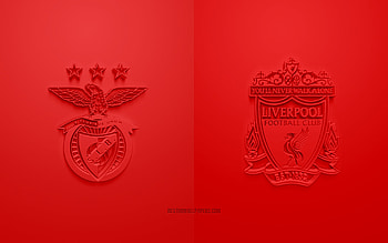 SL Benfica vs Liverpool FC, 2022, UEFA Champions League, Quarterfinals, 3D logos, red background, Champions League, football match, 2022 Champions League, SL Benfica, Liverpool FC HD wallpaper