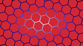 gradient hexagon black red white blue glow HD wallpaper