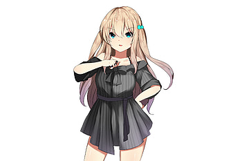 Blonde, anime girl, blue eyes, original HD wallpaper