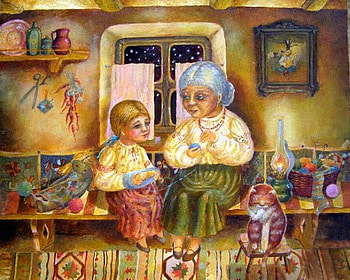 Tanya Fil. old wives' tales, painting, boy, art, tanya fil, people, woman, child HD wallpaper