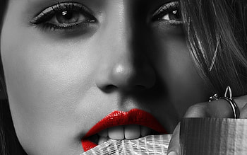 Red Lip Girl, red, lips, girls HD wallpaper