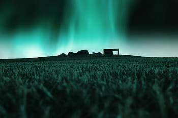 Northern Lights, countryside, farm, landscape, night HD wallpaper