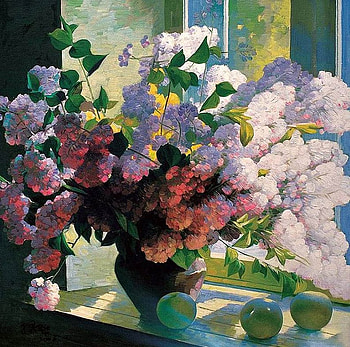 Yang Hua, painting, art, flower, vase HD wallpaper