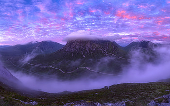 Nature, Mountains, Pink, Clouds, Vertex, Top, Scotland HD wallpaper