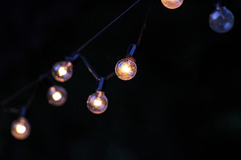 Dark, Glow, Garland, Light Bulbs HD wallpaper