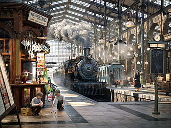 Platform 8, marbles, newstand, station, trains, platform, steam HD wallpaper
