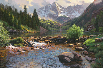 Rocky Mountain Grandeur, river, breathtaking, morning, peaks, peaceful, waterfalls, wild, country, rocks, dams, trees, view, wilderness, mountains, calm, forest HD wallpaper