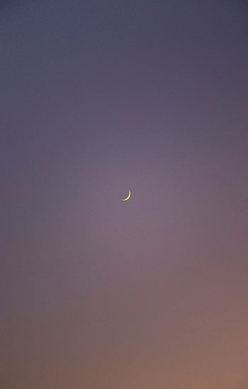 Calm twilight sky featuring a crescent moon, perfect for serene backgrounds and . HD phone wallpaper