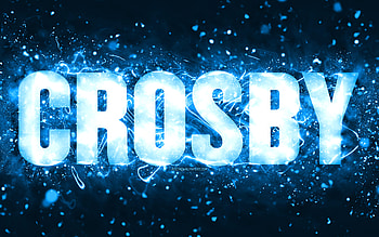 Happy Birtay Crosby, , blue neon lights, Crosby name, creative, Crosby Happy Birtay, Crosby Birtay, popular american male names, with Crosby name, Crosby HD wallpaper