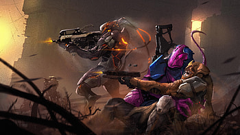 Robotic Scifi War , robot, scifi, artist, artwork, digital-art HD wallpaper