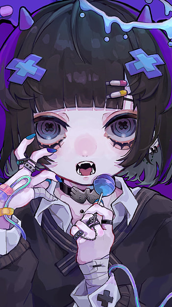 Neon Gothic Anime Girl / Vampire Schoolgirl / Candypunk Night, Anime, girl, anime girl HD phone wallpaper