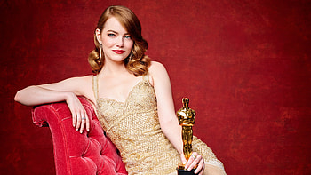 Emma Stone, Oscar trophy, , Oscar HD wallpaper