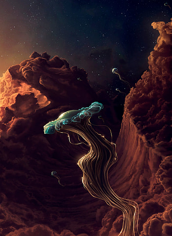 Fantasy, Art, Universe, Jellyfish, Tentacles HD phone wallpaper