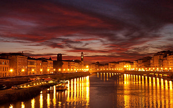 Cities, Rivers, Shine, Light, City Lights, Evening, Spain, Handrails HD wallpaper