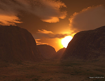 sunset canyon, planet, art, weather, nature, sunset HD wallpaper
