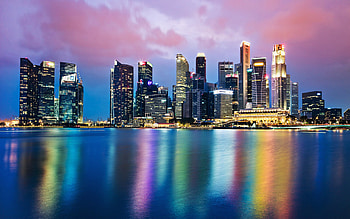 Singapore Skyline, Evening sunset, Cityscape, Modern buildings HD wallpaper