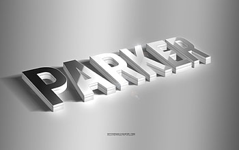 Parker, silver 3d art, gray background, with names, Parker name, Parker greeting card, 3d art, with Parker name HD wallpaper