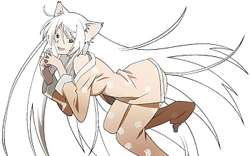 Bakemonogatari, neko, white hair, gold eyes, cute, cat girl, catgirl, tsubasa hanekawa HD wallpaper