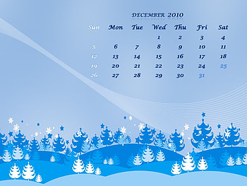 Blue calendar december 2010, calendar december 2010, holiday, abstract, christmas HD wallpaper