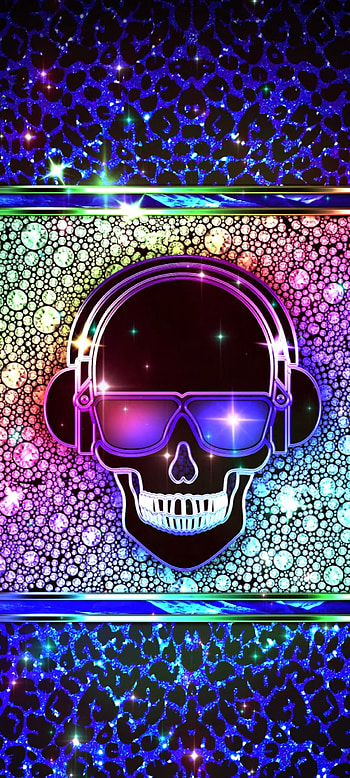 Diamond Rainbow Skull, electric blue, magenta, music, luxury, colorful HD phone wallpaper