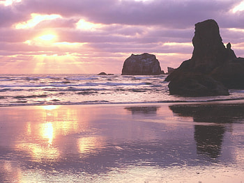 Landscape, Water, Sunset, Stones, Sea, Sun, Beach HD wallpaper