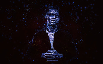 DJ Mike Carbonell, blue glitter art, black background, American DJ, DJ Mike Carbonell art, Mike Carbonell HD wallpaper