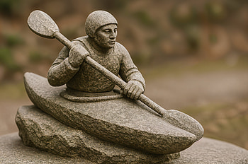 Stone Kayaker — Kayaking Ultra, kayaking, kayak, statue, sculpture HD wallpaper