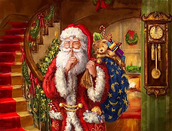 Santa, toy, craciun, art, man, marcello corti, painting, pictura, christmas HD wallpaper