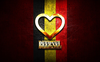 I Love Beersel, belgian cities, golden inscription, Day of Beersel, Belgium, golden heart, Beersel with flag, Beersel, Cities of Belgium, favorite cities, Love Beersel HD wallpaper