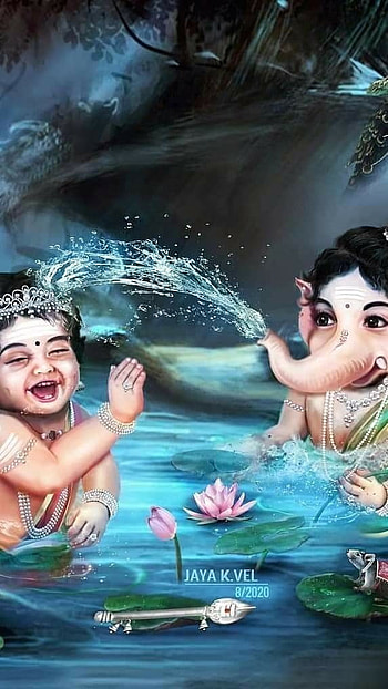 Murugan , Playing, Brothers, Lord Ganesha, Lord Murugan, playing brothers HD phone wallpaper