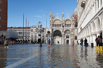 Venice flooding, St. Mark's Square, Rising tides, Resilient landmark HD wallpaper