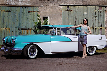 Classic Car, Model, White, Aqua, Babe HD wallpaper