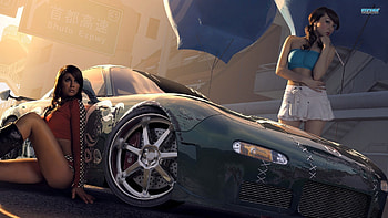 Girls w Car, , car, hot, girls, beautiful HD wallpaper
