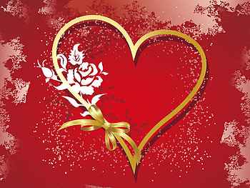 Wedding heart, wedding, love, red, flower HD wallpaper
