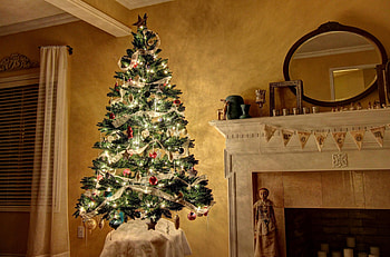 Holidays, Decorations, Candles, Room, Christmas Tree, Mirror, Fireplace HD wallpaper