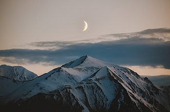 Moon Above Mountains Winter , mountains, nature, winter HD wallpaper
