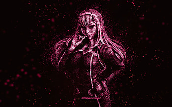 Zero Two, Darling in the Franxx, pink glitter art, japanese manga, anime characters, Darling in the Franxx Darling in the Franxx, Darling in the Franxx characters HD wallpaper