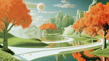 Calm Fantasy Futuristic Landscape, fantasy landscape, futuristic landscape, calm HD wallpaper