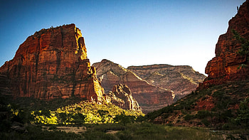 Angels Landing, Zion NP, Utah, landscape, sky, mountains, rocks, usa HD wallpaper