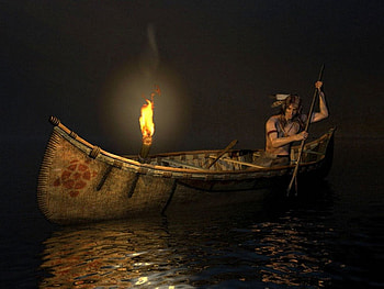 NATIVE AMERICAN Torch fishing in the lakes, torch, native people, fishing, lake HD wallpaper
