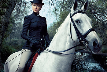 Nicole Kidman, white, horse, black, girl, vogue, actress, woman, hat HD wallpaper