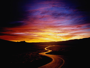 Nature, Sunset, Sun, Road, Path, Trail, Bends, Way HD wallpaper