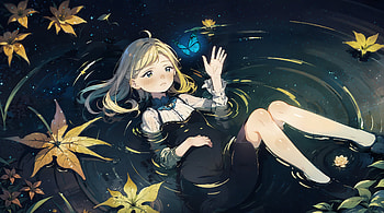 half submerged, butterfly, pond, sad, sad anime HD wallpaper