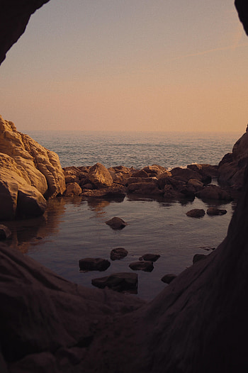 Nature, Stones, Sea, Rocks, Horizon, Bay HD phone wallpaper