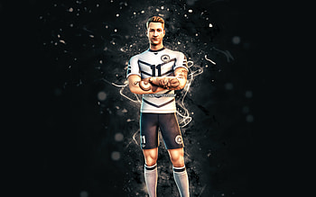 Marco Reus, , white neon lights, Fortnite Battle Royale, Fortnite characters, Marco Reus Skin, Fortnite, Marco Reus Fortnite HD wallpaper
